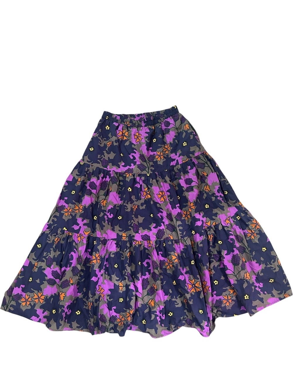 Oliphant NWT Suzani Tiered Floral Maxi Skirt Purple Navy Boho Sz M $258 - Picture 2 of 8